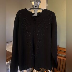 Vintage classic elements Black cardigan. Very cute details size XL